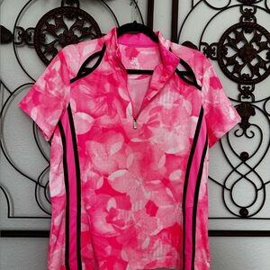 Tail White Label Bright Pink Patterned Golf Top NWOT